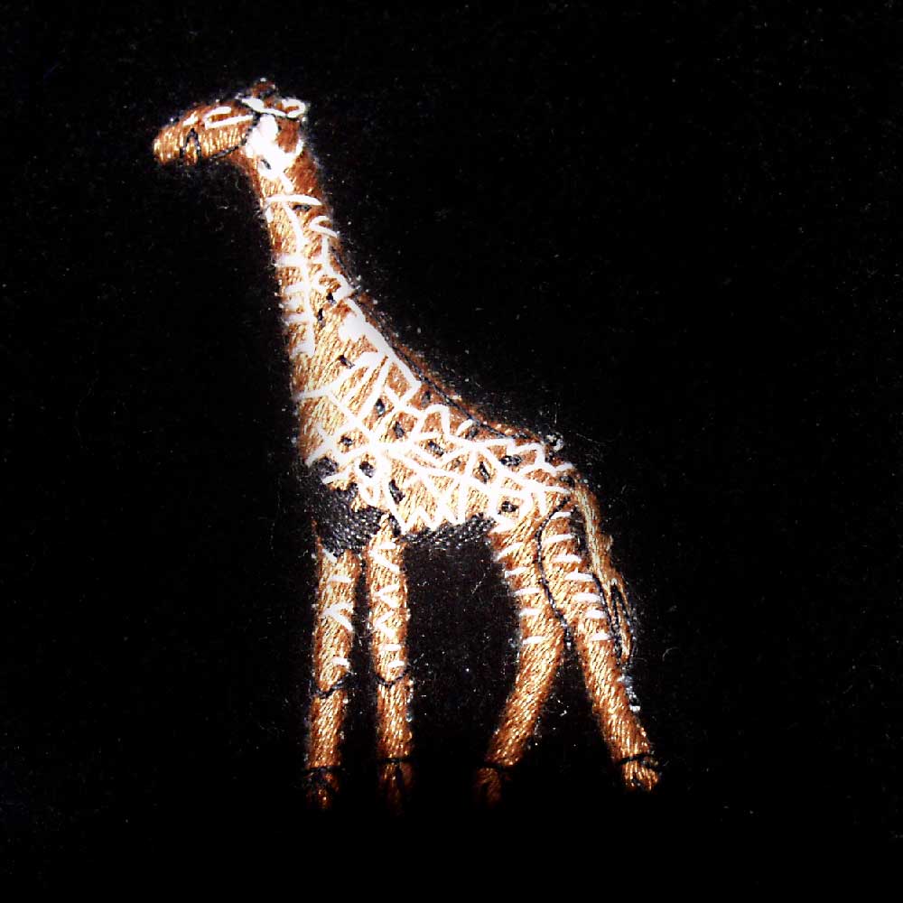 Giraffe Motif Embroidered Velvet Slipper