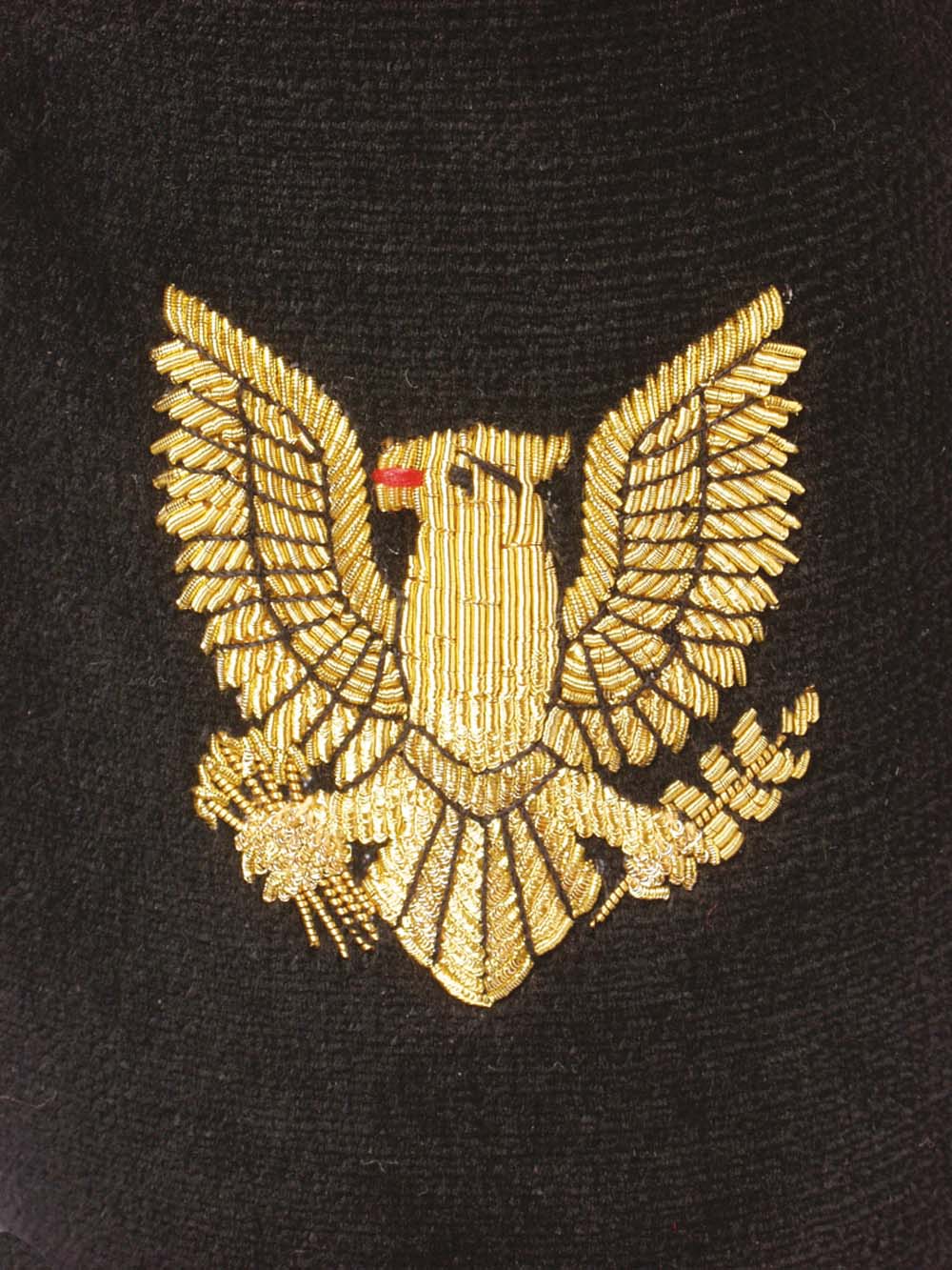 Gold Eagle Motif Embroidered Velvet Slipper