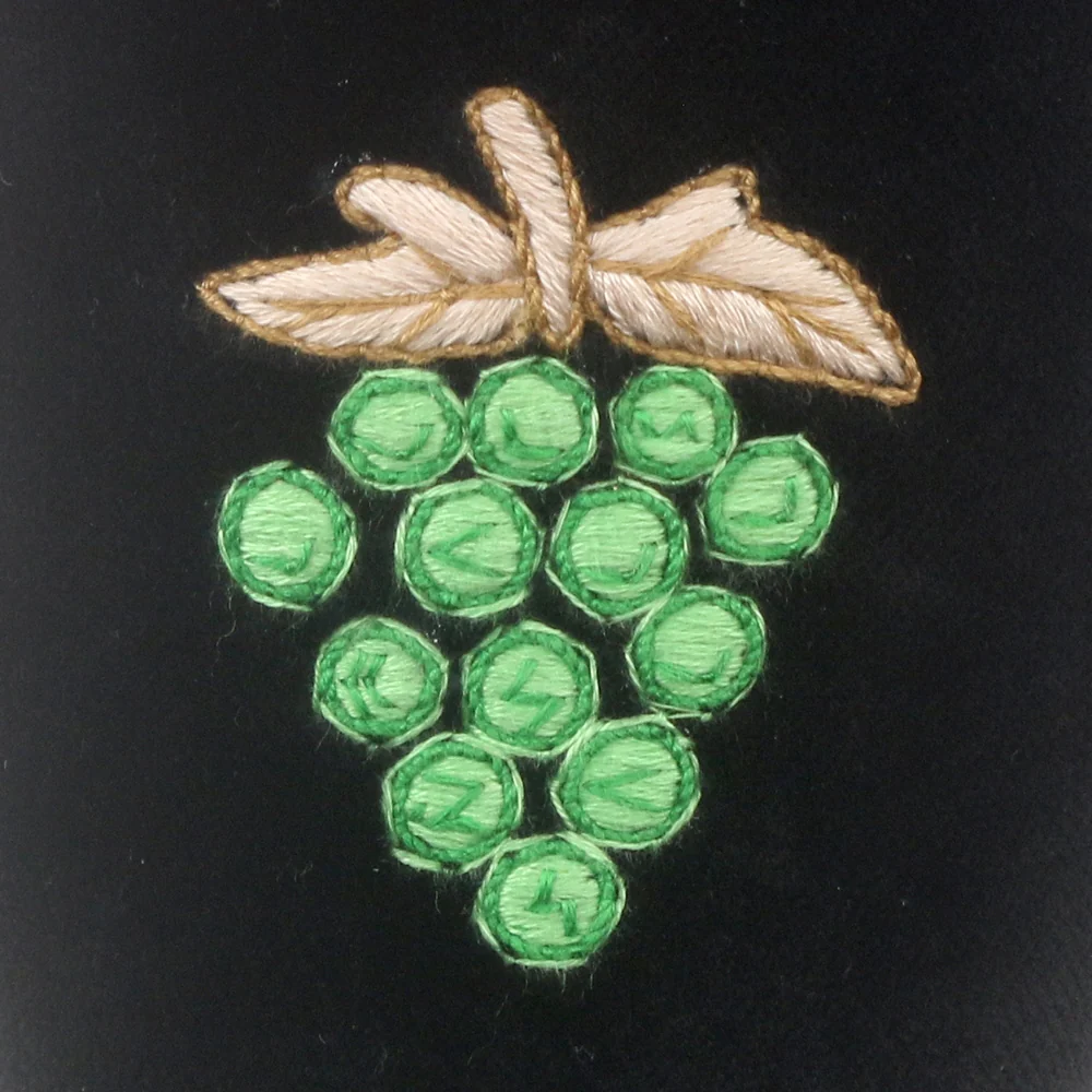 Grapes Motif Embroidered Velvet Slipper - Image 2