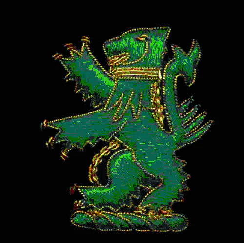 Green Lion Rampant Motif Embroidered Velvet Slipper - Image 2