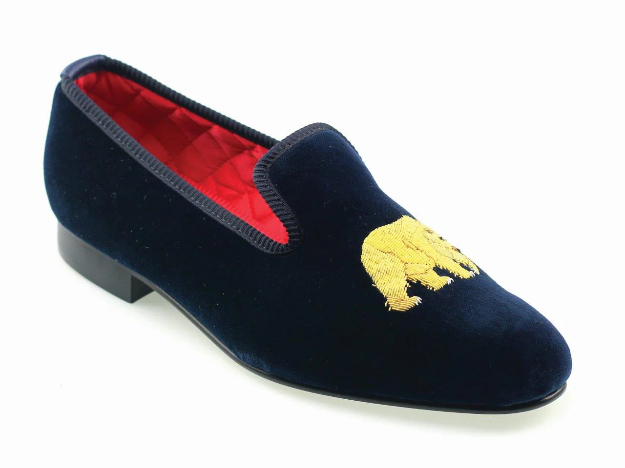 Grizzly Bear Motif Embroidered Velvet Slipper