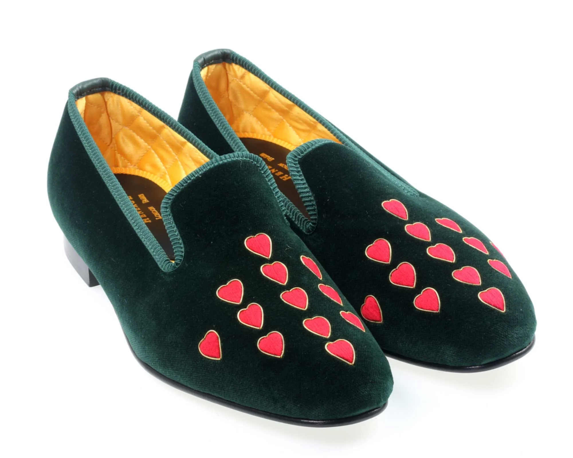 Hearts Motif Embroidered Velvet Slipper