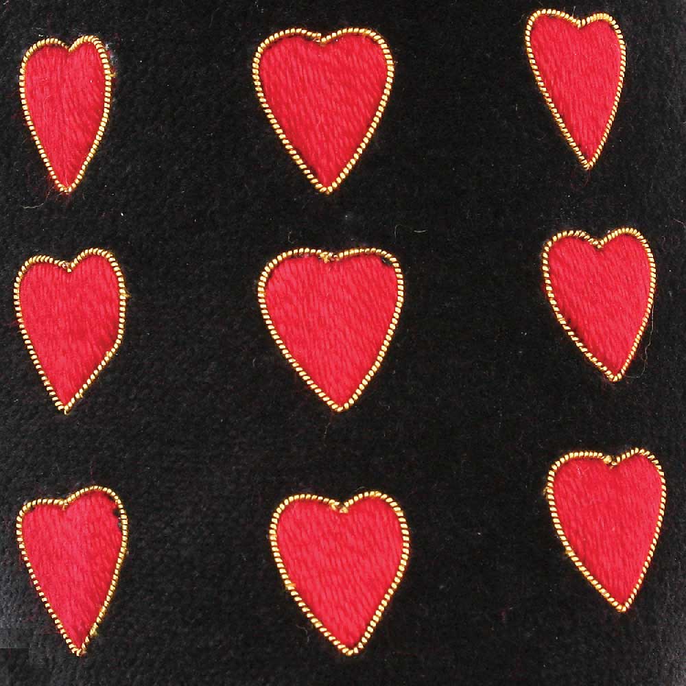 Hearts Motif Embroidered Velvet Slipper - Image 2