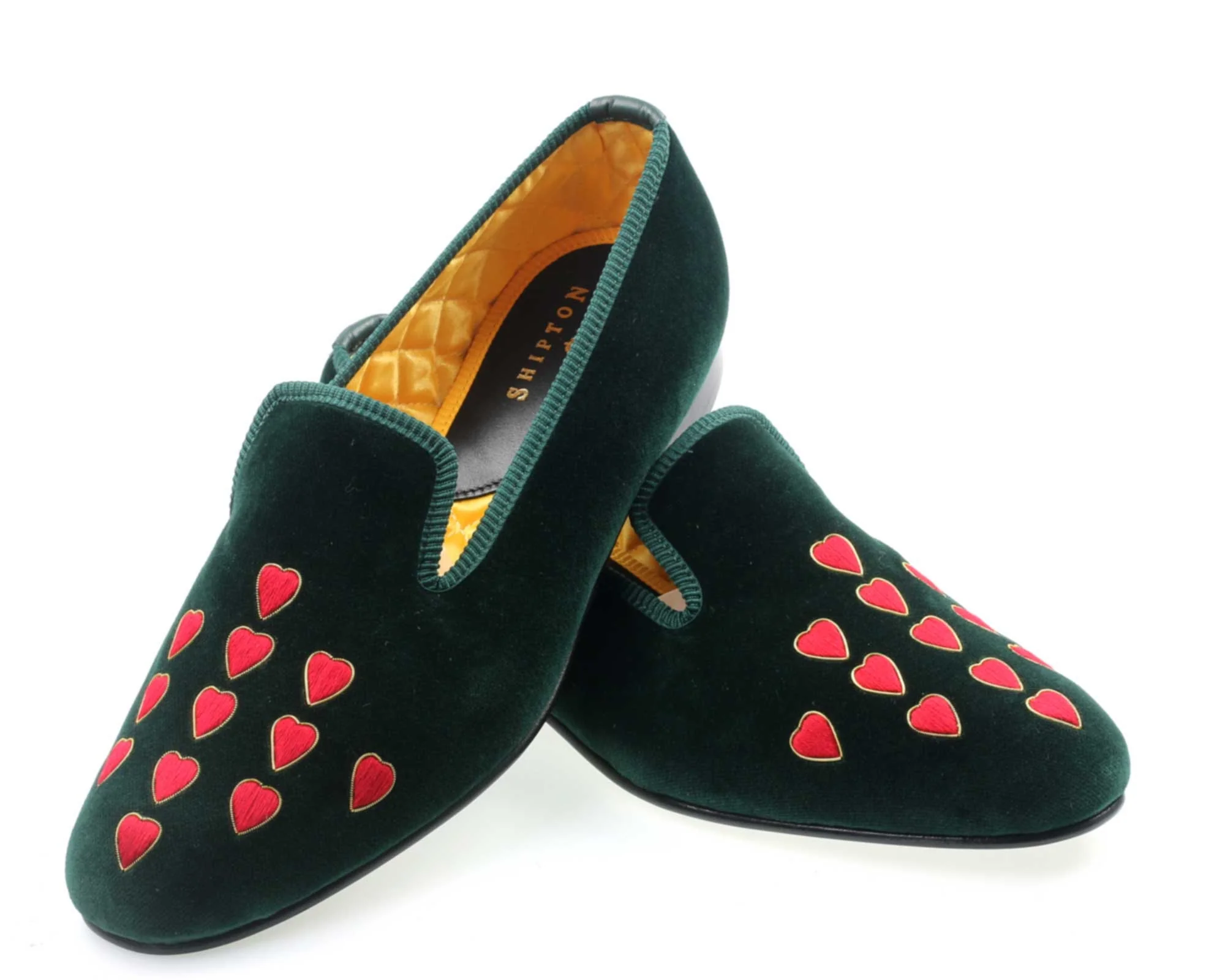 Hearts Motif Embroidered Velvet Slipper - Image 3