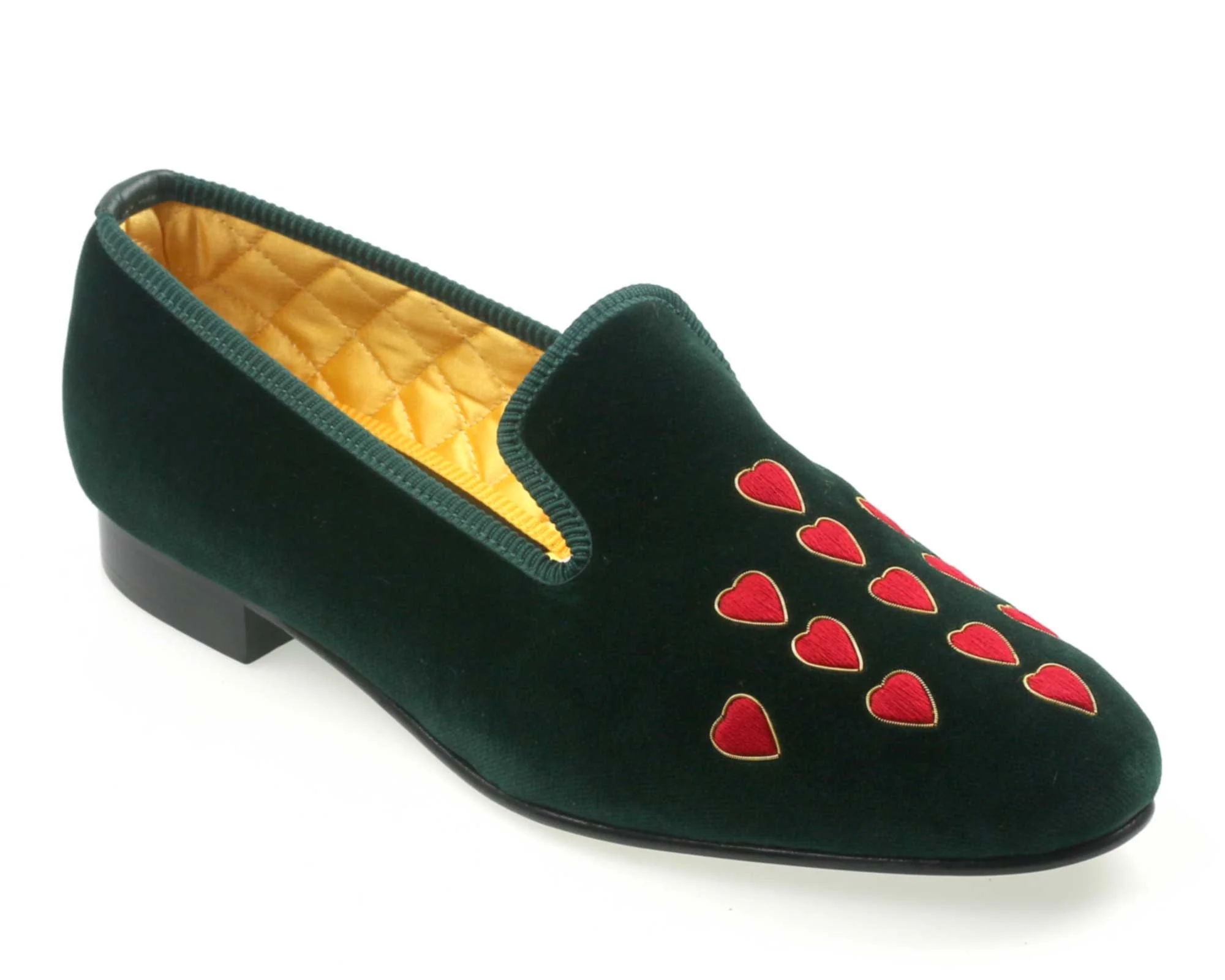 Hearts Motif Embroidered Velvet Slipper - Image 4