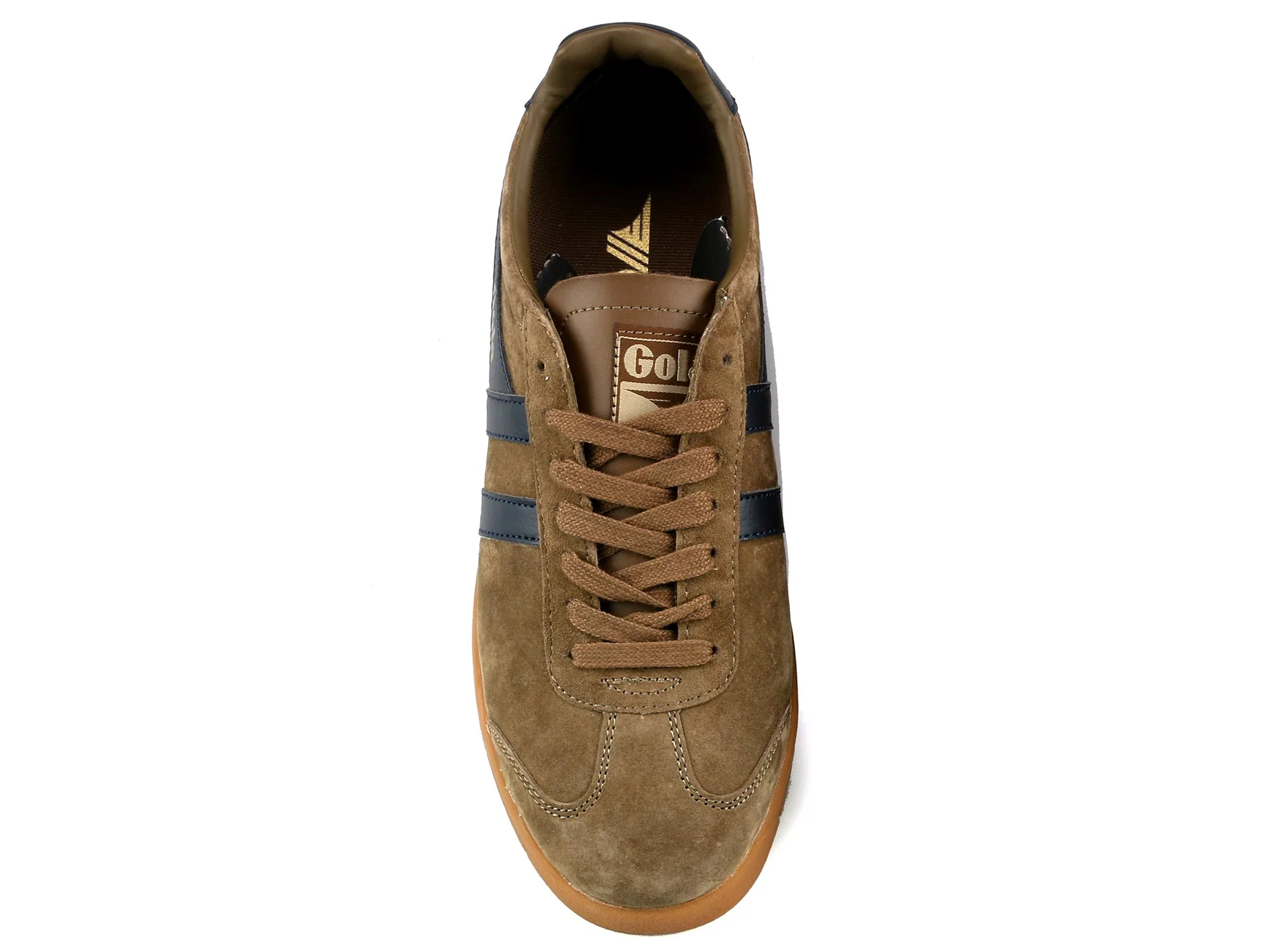 Hurricane Mens Light Brown Navy Suede Classic Trainers - Image 2