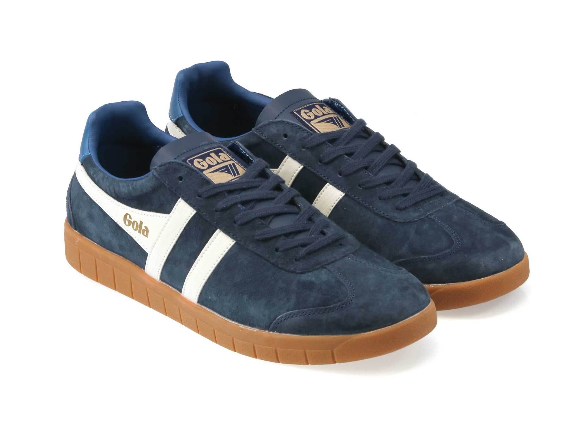 Hurricane Mens Navy Off White Suede Marine Blue Lining Classic Trainers