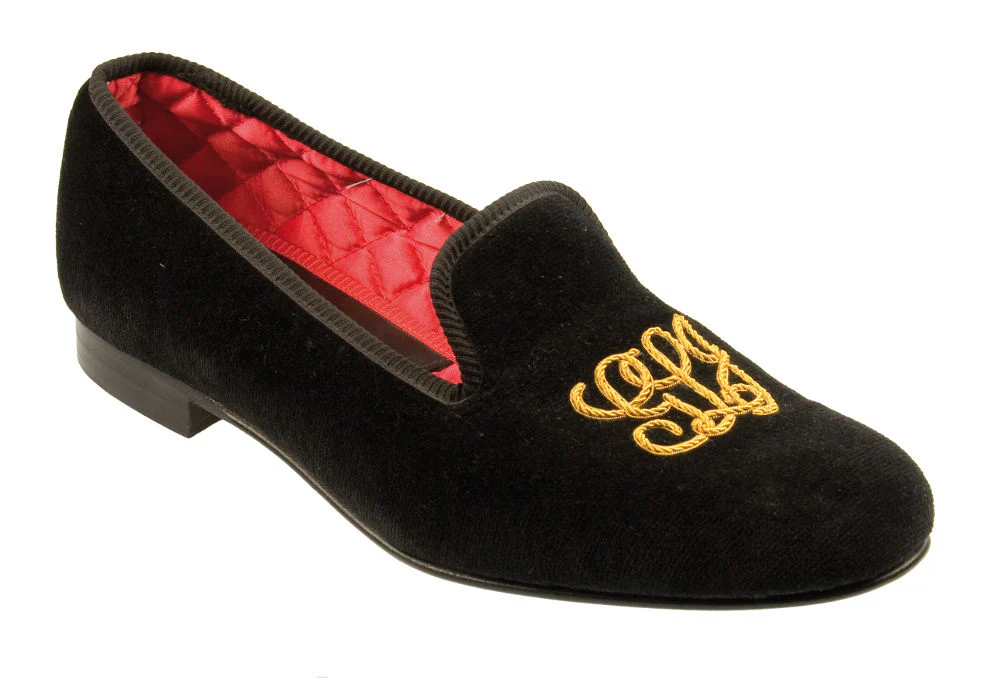 Initialled Monogrammed Velvet Slipper - Image 5