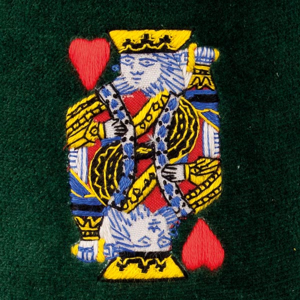King of Hearts Motif Embroidered Velvet Slipper - Image 2