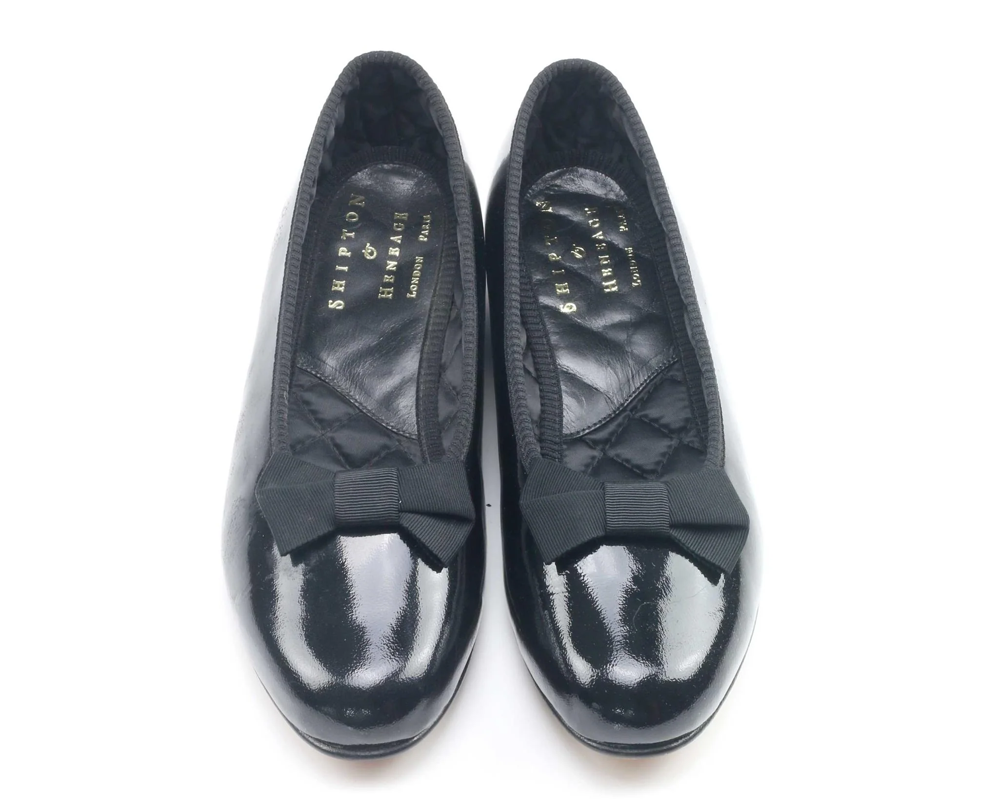 Ladies Black Patent Pump with Bow - UK 4