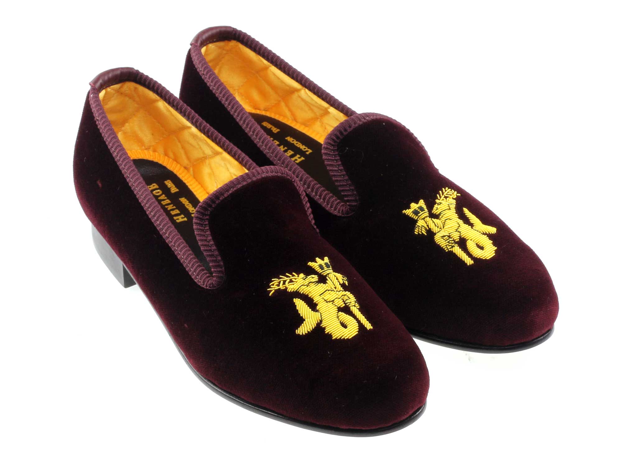 Ladies Sea Stag Motif Wine Velvet Slipper UK 4.5