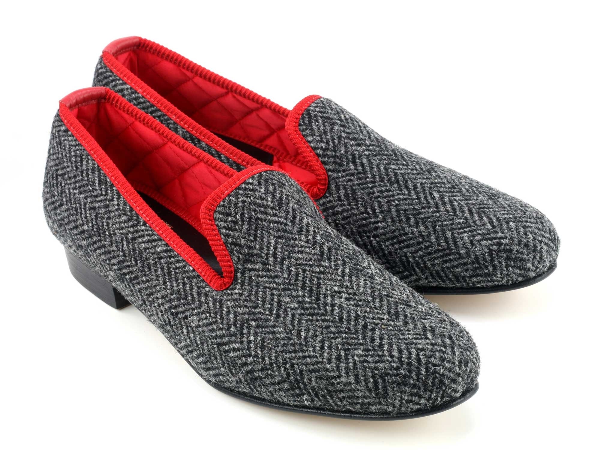Ladies Charcoal Harris Tweed Slipper - UK 8