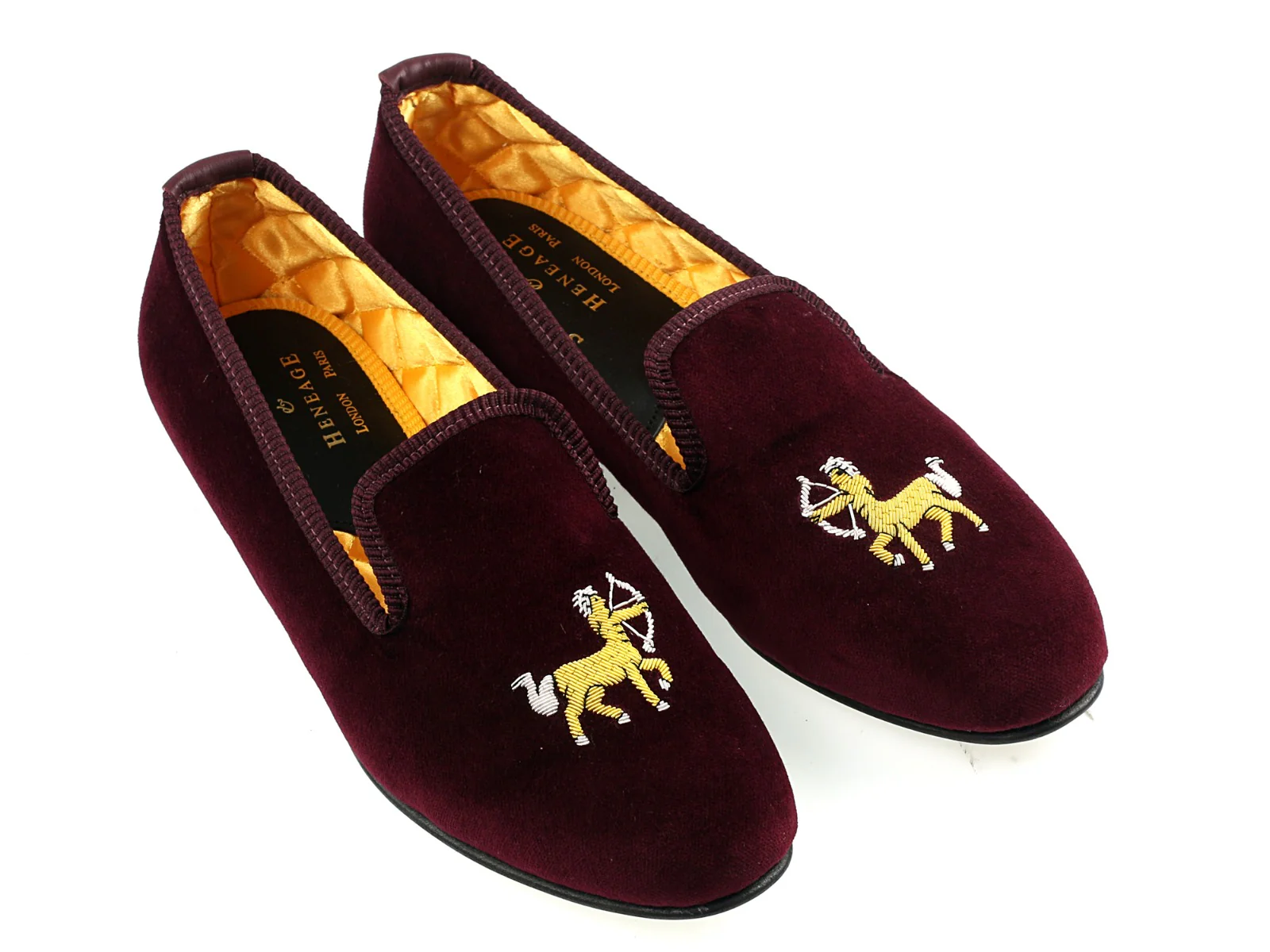 Ladies Sagittarius Motif Wine Velvet Slipper - UK 6