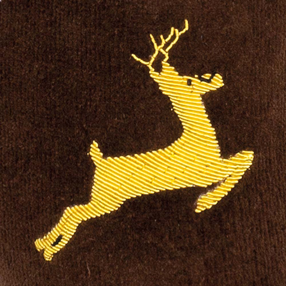 Leaping Deer Motif Embroidered Velvet Slipper