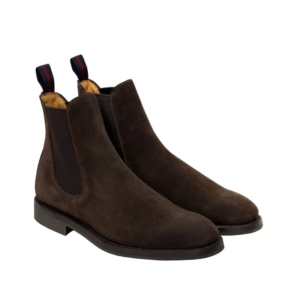 Liam Mens Pinner Dark Brown Suede Chelsea Boot