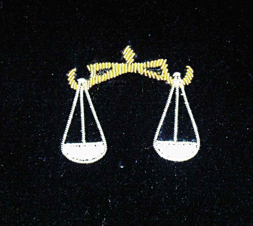 Libra Motif Embroidered Velvet Slipper