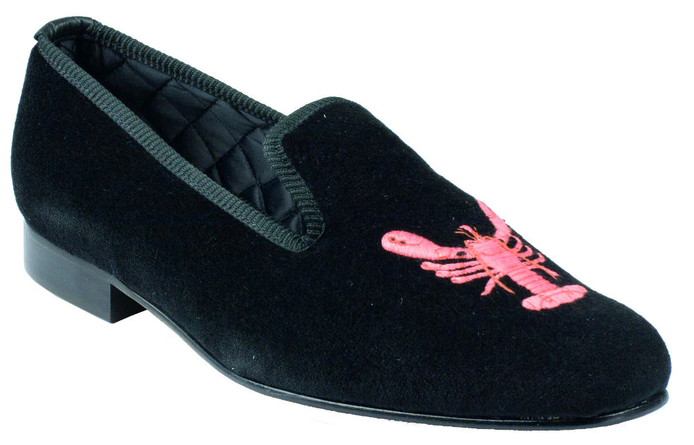 Lobster Motif Embroidered Velvet Slipper - Image 2