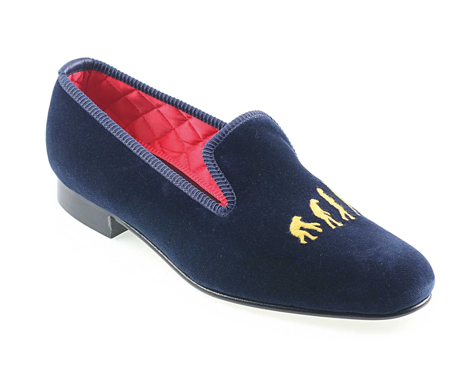 Evolution Motif Embroidered Velvet Slipper