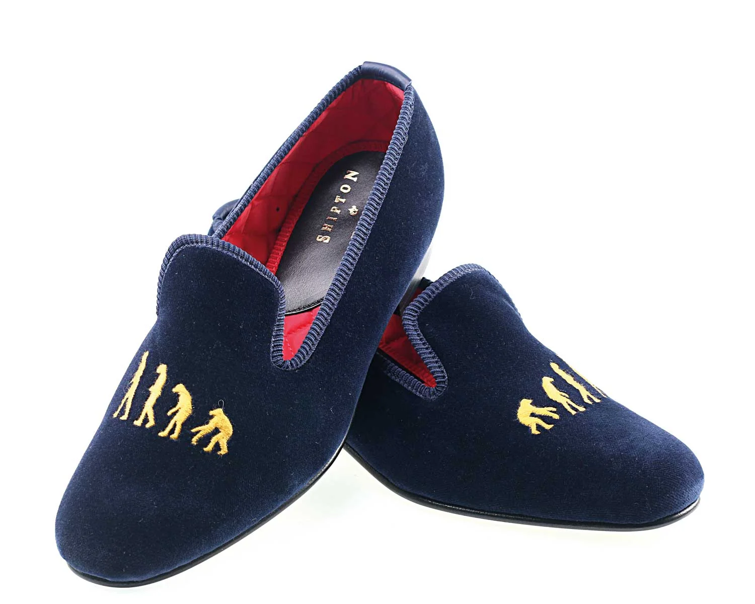 Evolution Motif Embroidered Velvet Slipper - Image 2