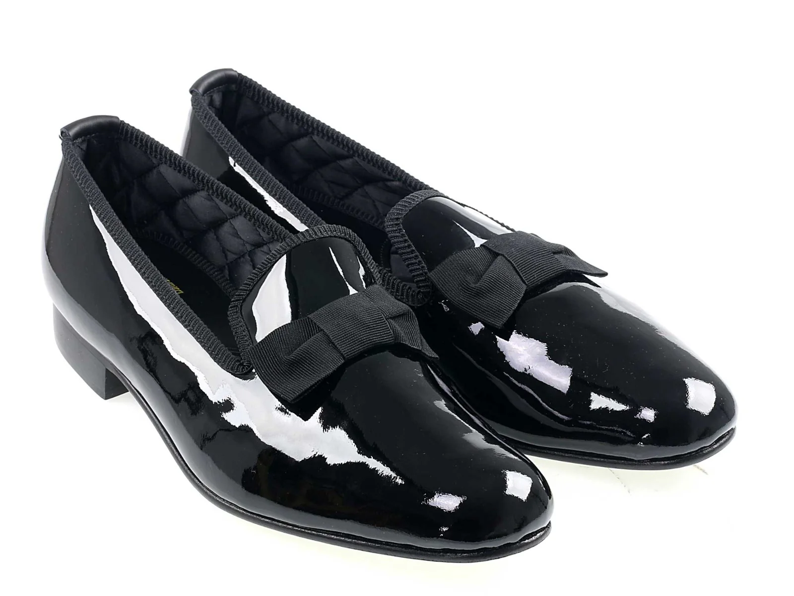 Mens Black Patent Albert with Bow - UK 8
