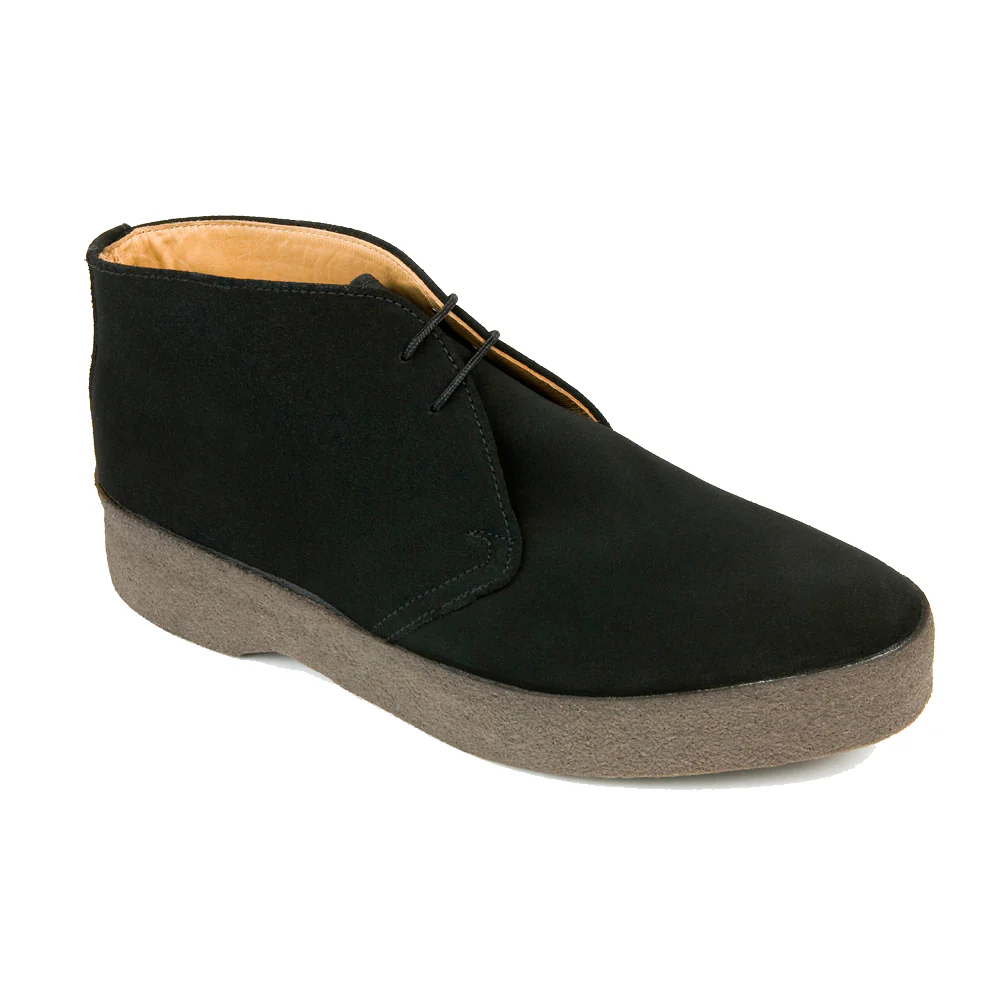 Mens Black Suede Hi-Top Chukka Boot