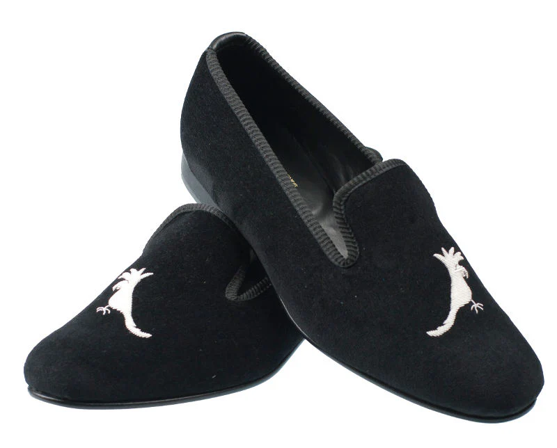 Mens Cockatoo Motif Velvet Slippers - Image 2