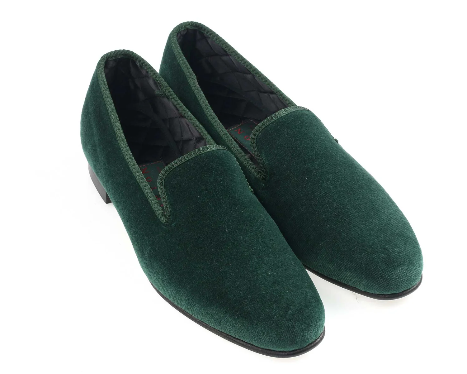 Mens Narrow Green Velvet Slipper - UK 6.5