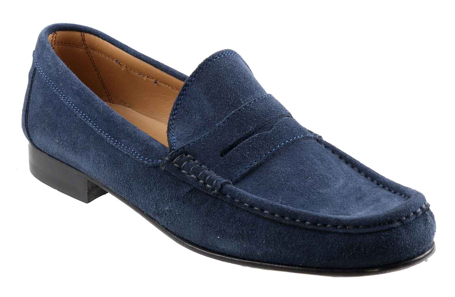 Milan Mens Navy Blue Suede Moccasin Loafer