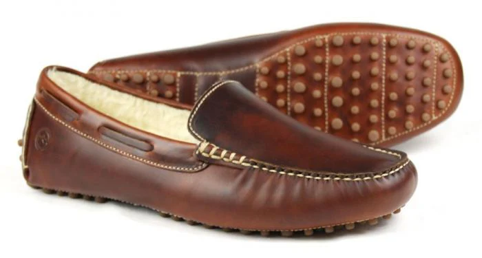 Mohawk 2 Mens Saddle Brown Driving Slippers