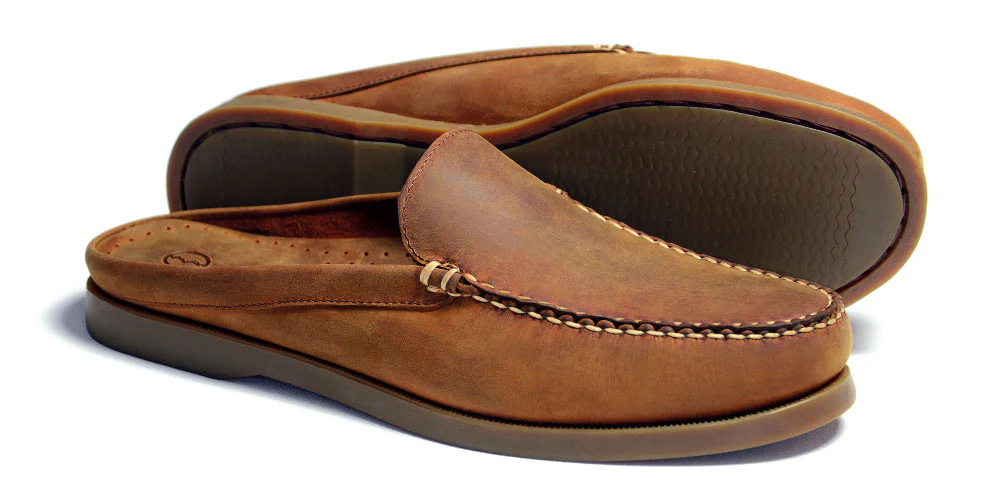 Mens Backless Mule Shoes in Sand Nubuck
