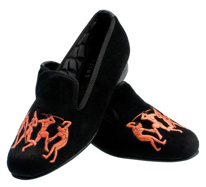 Mythological Motif Embroidered Velvet Slipper - Image 2