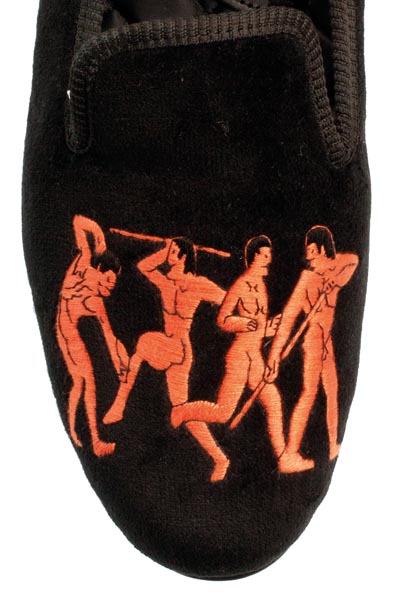 Mythological Motif Embroidered Velvet Slipper - Image 3