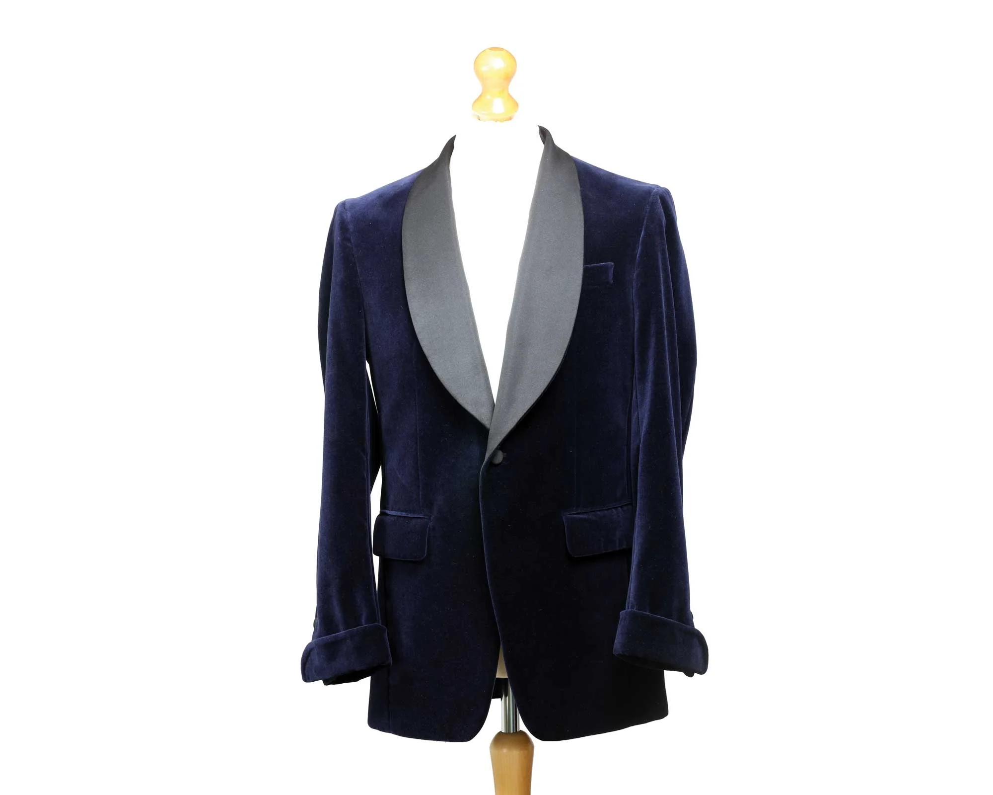 Navy Blue Velvet Smoking Jacket