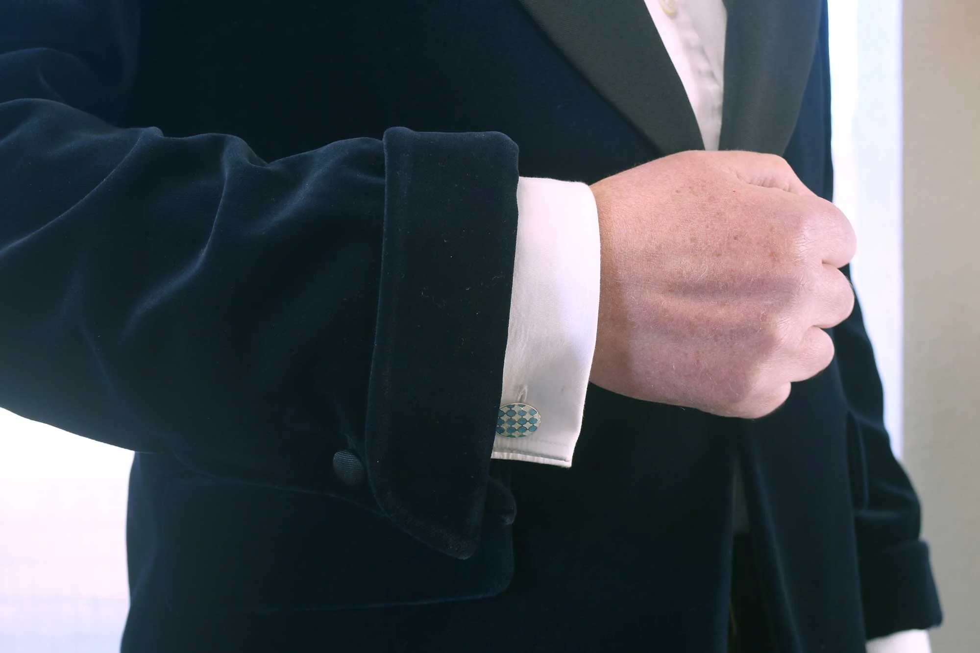 Navy Blue Velvet Smoking Jacket - Image 3