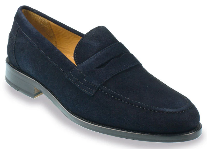 Nene - Mens Indigo Blue Suede English Loafer