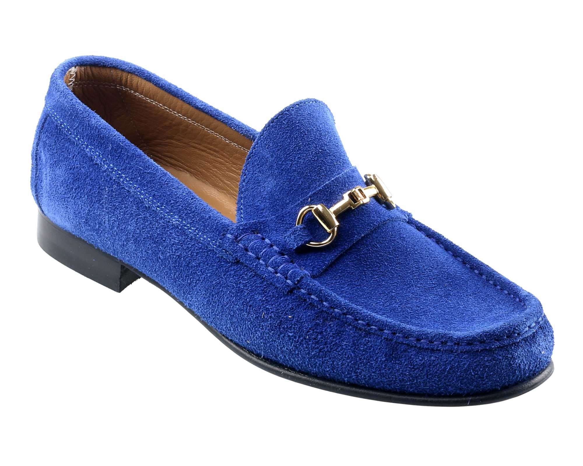 Parma Mens Marine Suede Horsebit Snaffle Buckled Loafer