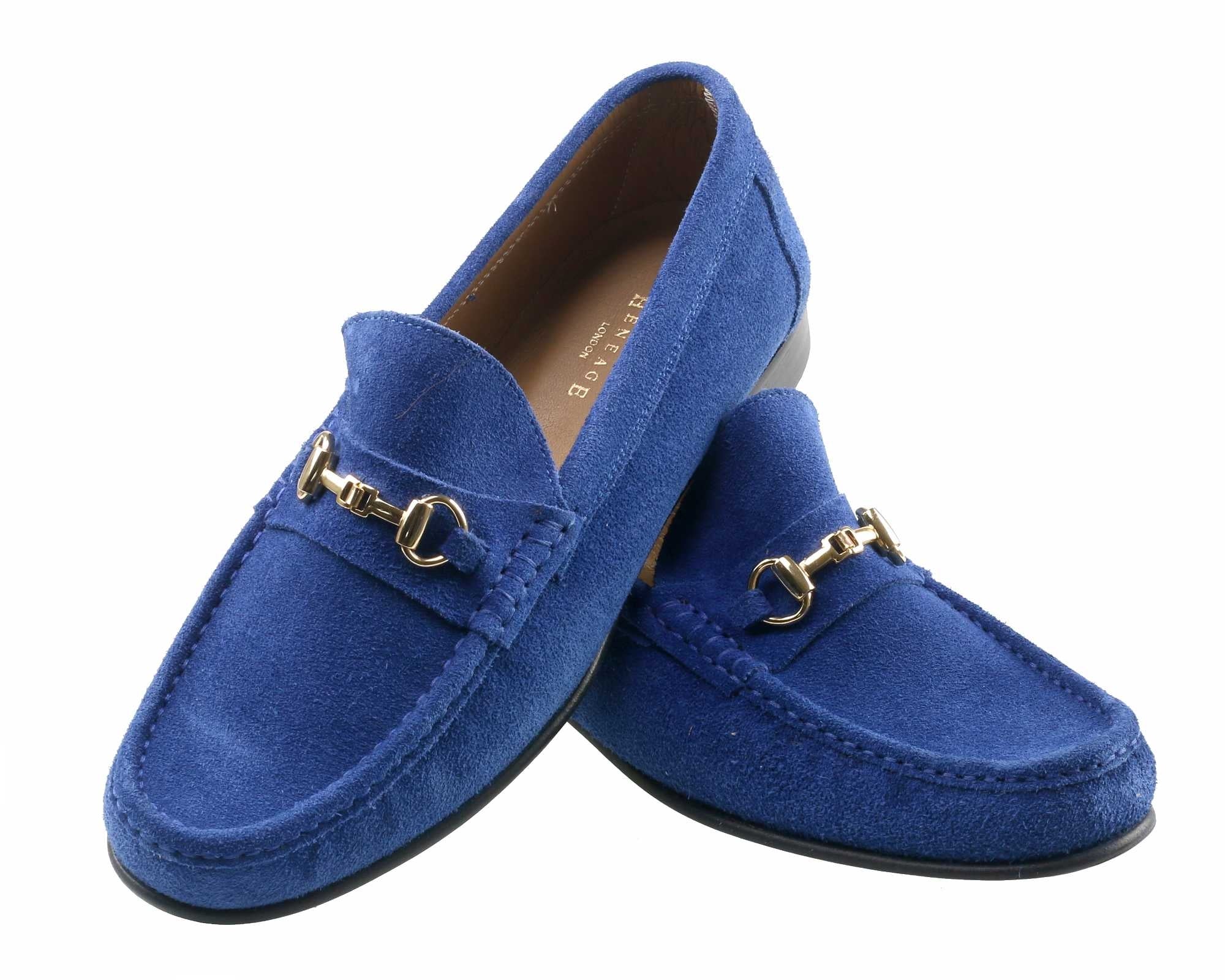 Parma Mens Marine Suede Horsebit Snaffle Buckled Loafer - Image 3