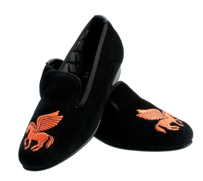 Pegasus Motif Embroidered Velvet Slipper - Image 2