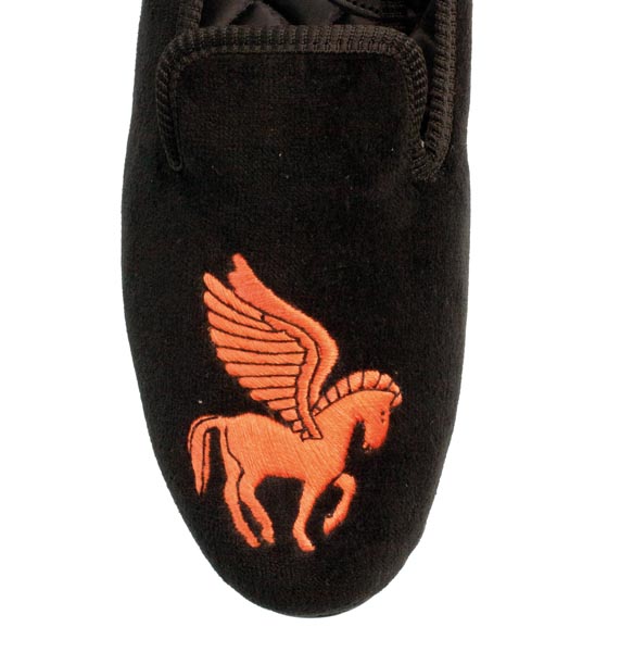 Pegasus Motif Embroidered Velvet Slipper - Image 3