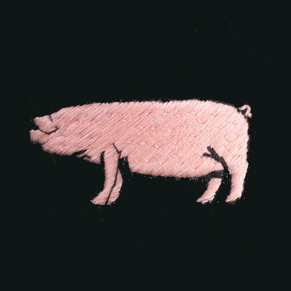 Pig / Hog Motif Embroidered Velvet Slipper - Image 2
