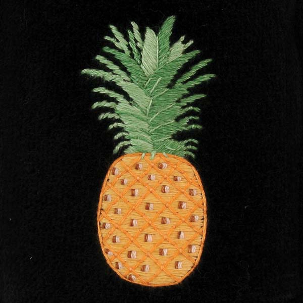 Pineapple Motif Embroidered Velvet Slipper - Image 2