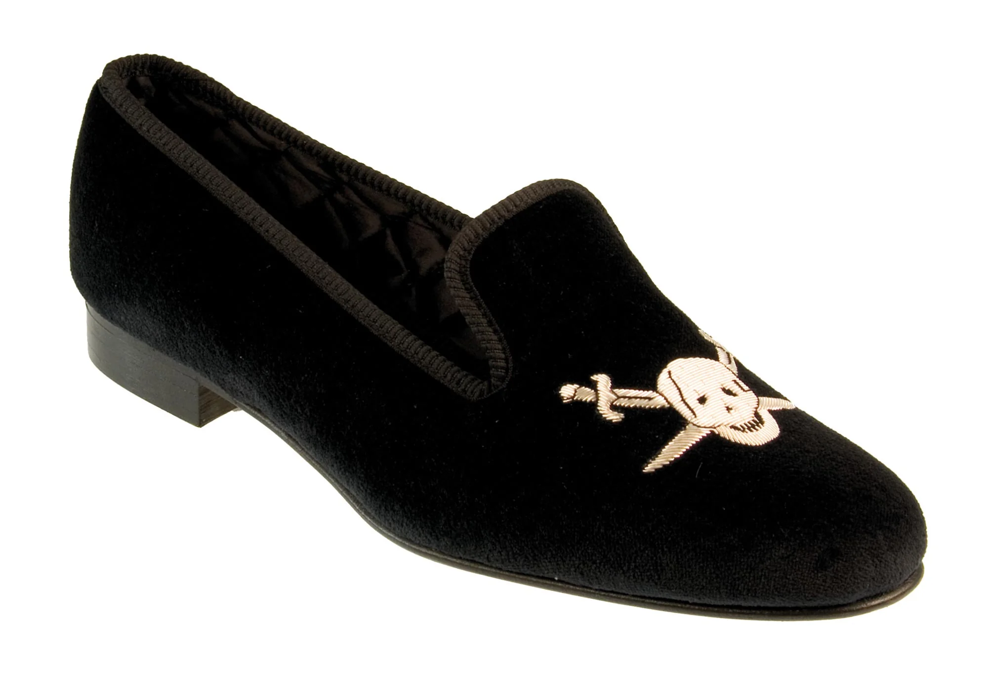 Pirate Motif Embroidered Velvet Slipper