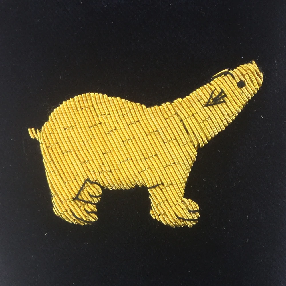 Polar Bear Motif Embroidered Velvet Slipper