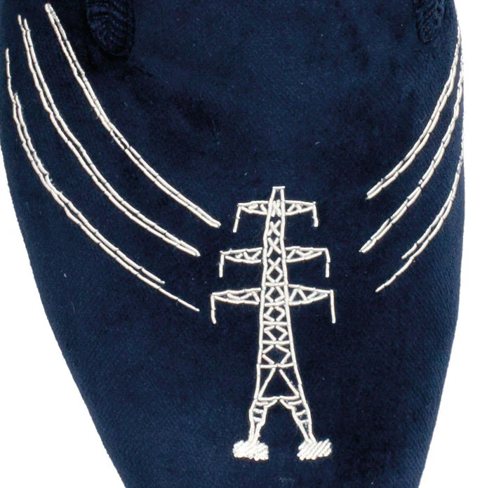 Pylon Motif Embroidered Velvet Slipper - Image 2