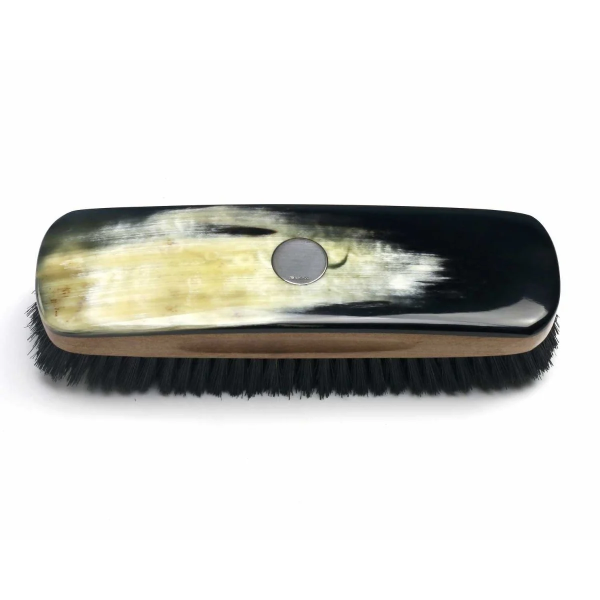Real Horn Clothes Brush With Silver Disk-CBS26