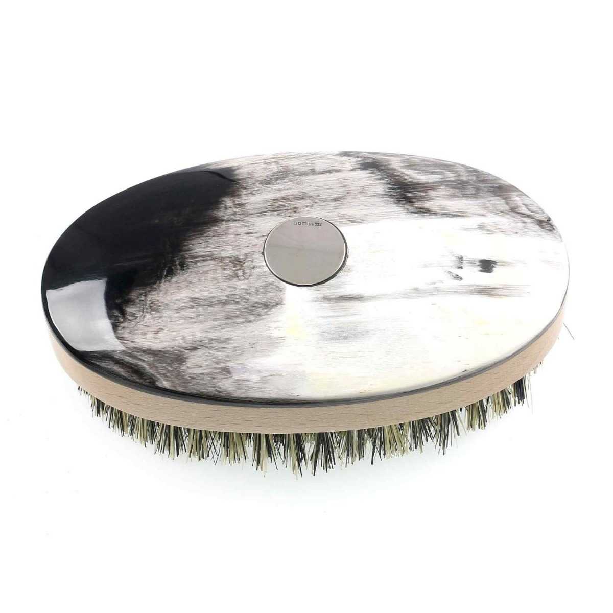 Real Horn Hair Brush With Sterling Silver Disk-HBS34
