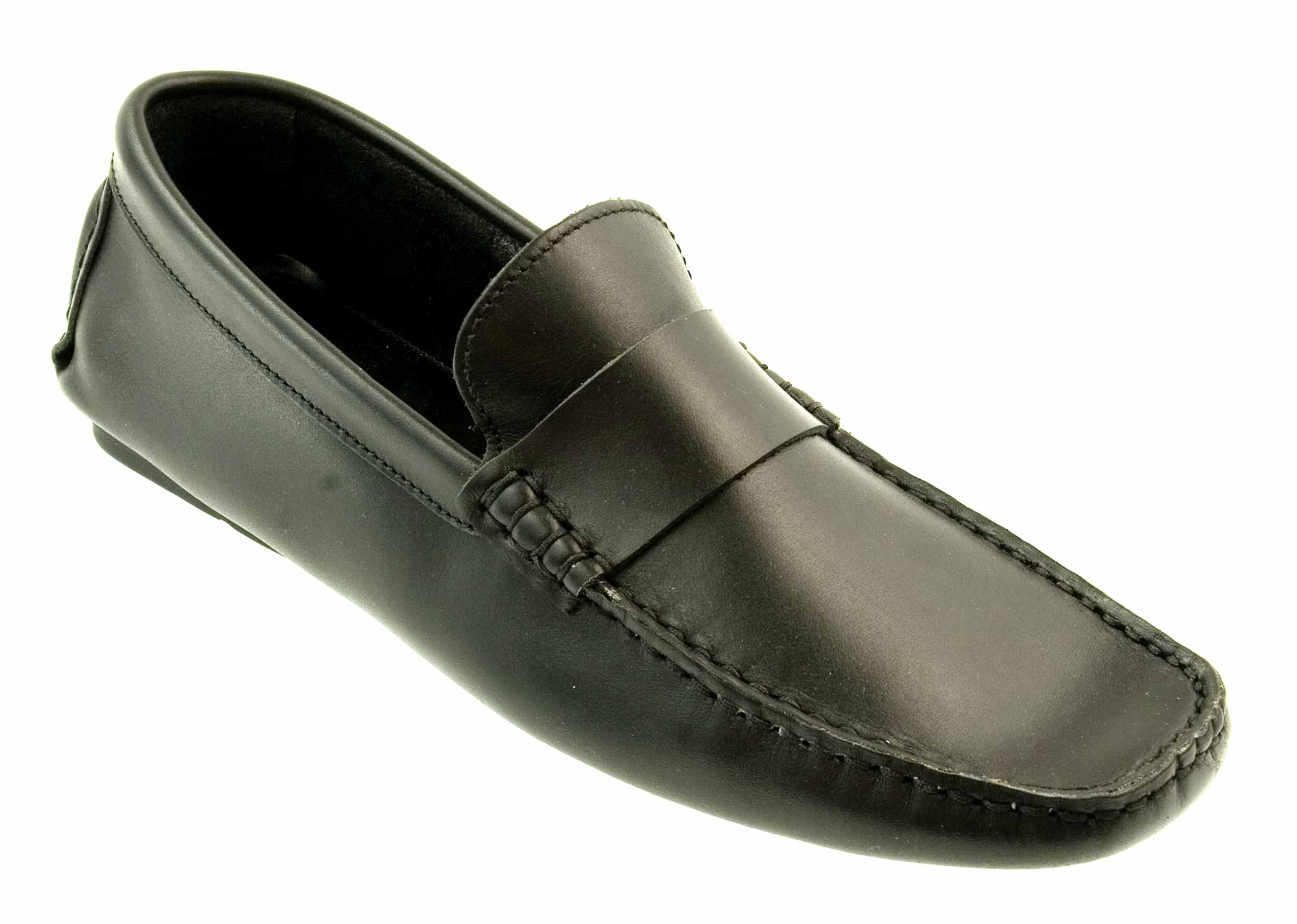 RHODES Black Leather Driving Loafer
