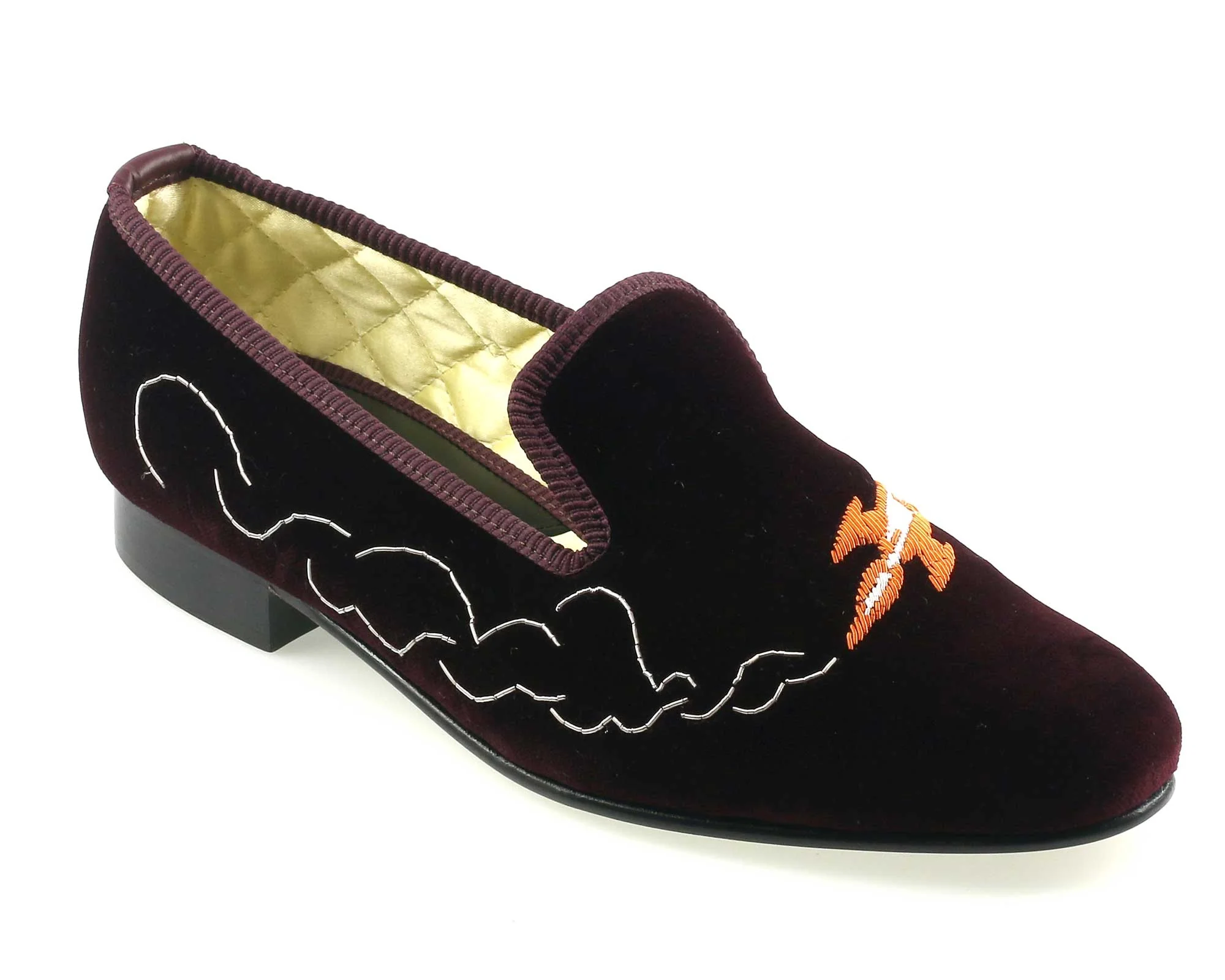 Rocket Motif Embroidered Velvet Slipper
