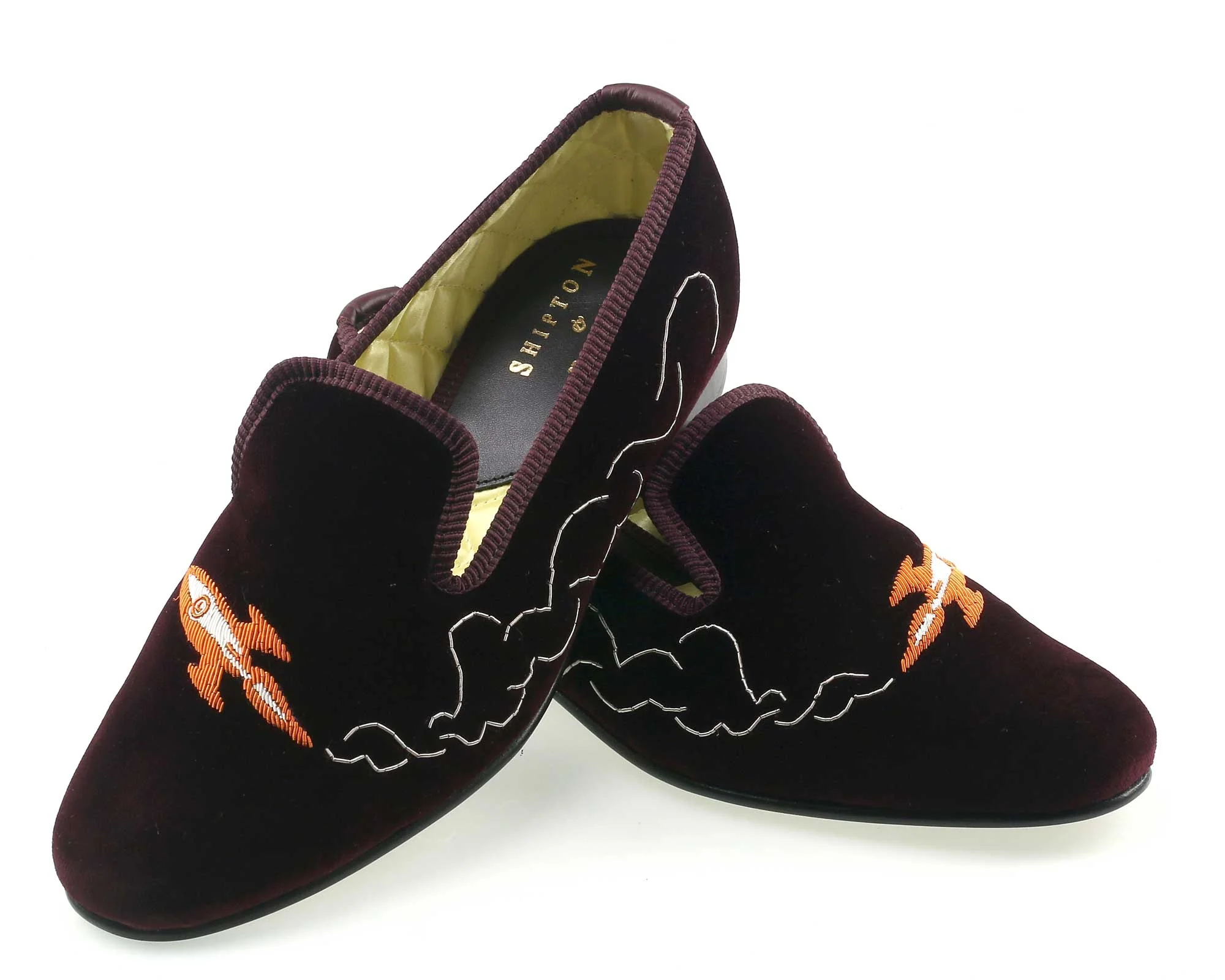 Rocket Motif Embroidered Velvet Slipper - Image 2