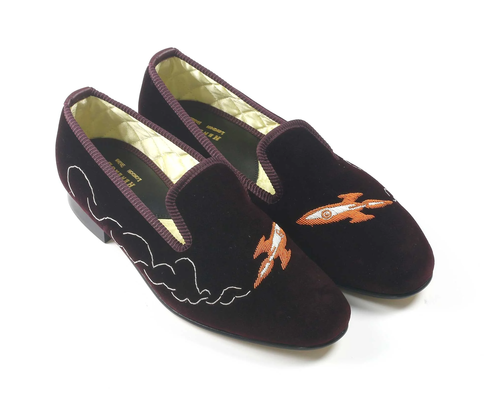 Rocket Motif Embroidered Velvet Slipper - Image 3